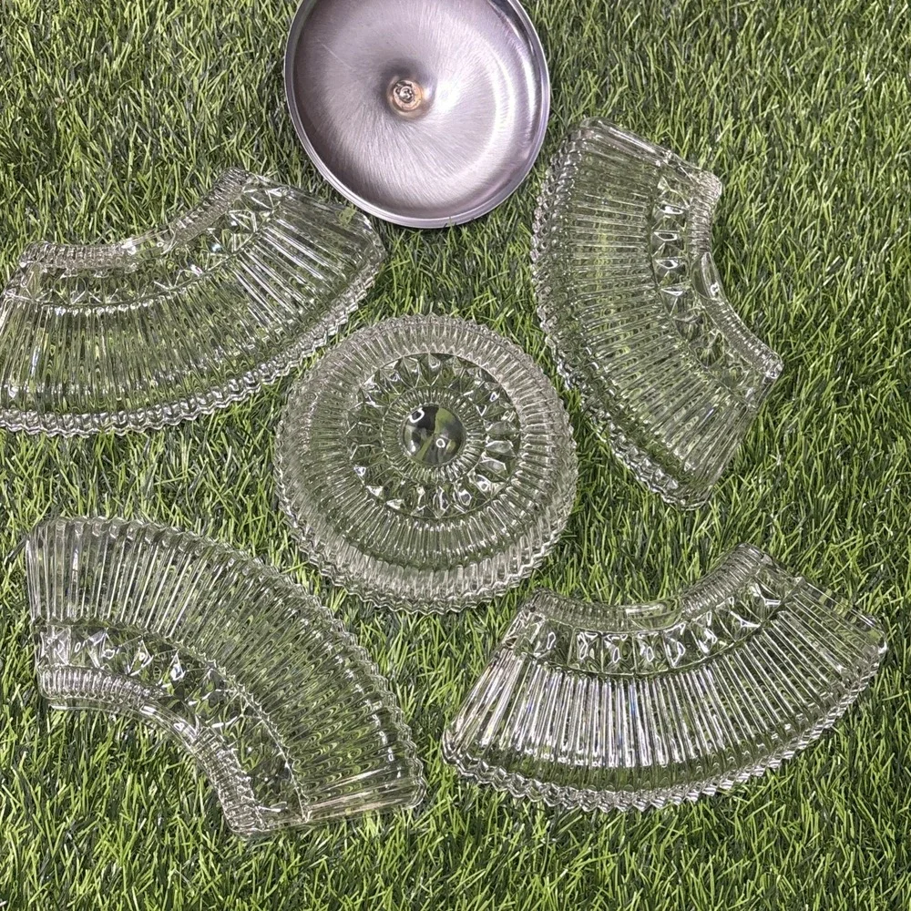 Vintage Chromex MCM Chrome Pressed Glass Lazy Susan Divided Party Platter